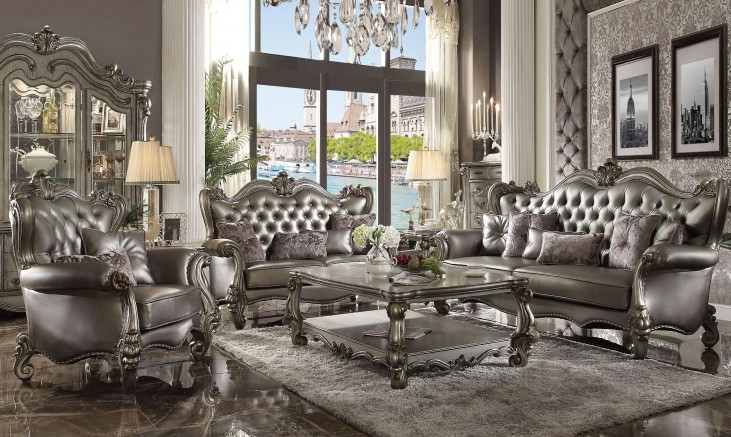 FurnitureETC Furniture & More Versailles Silver Antique Platinum Versailles Silver Antique Platinum Living Room Set - FurnitureETC Furniture & More Versailles Silver Antique Platinum