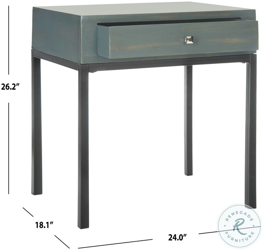 Adena Dark Teal Storage Drawer End Table from Safavieh Coleman Furniture